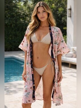 Floreat Pink Floral kimono by Anthropologie